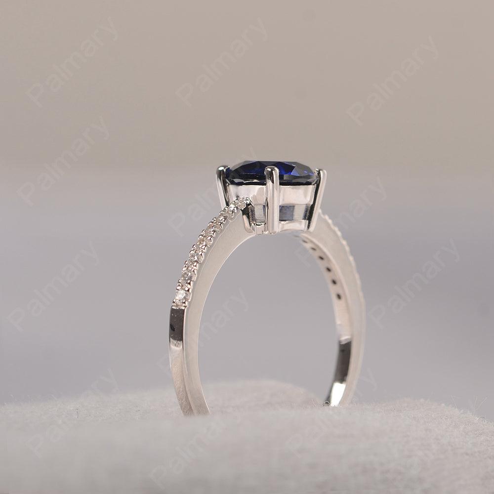 Round Cut Sapphire Wedding Ring Silver - Palmary