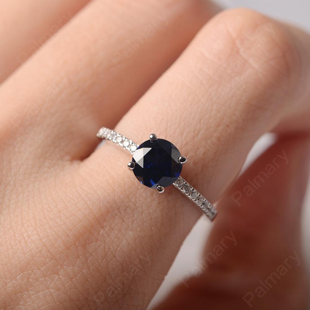 Round Cut Sapphire Wedding Ring Silver - Palmary