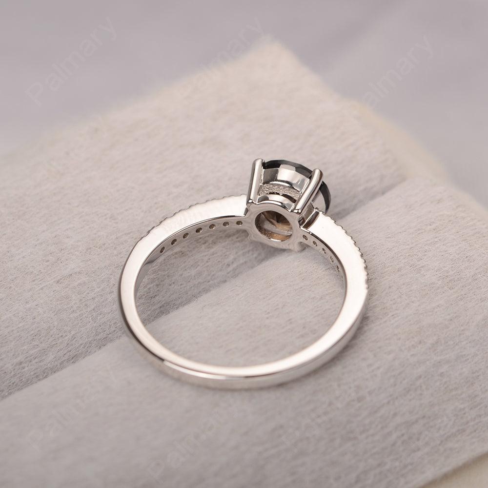 Round Cut Smoky Quartz  Wedding Ring Silver - Palmary