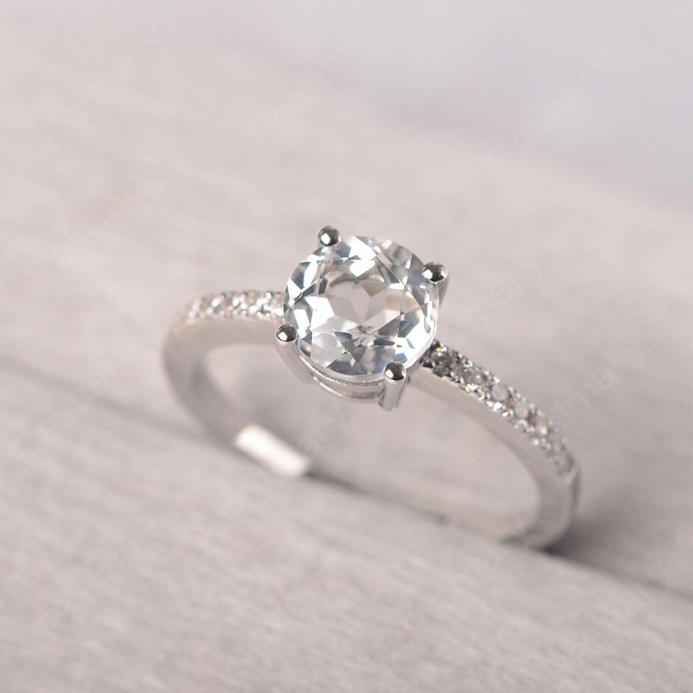 Round Cut White Topaz Wedding Ring Silver - Palmary