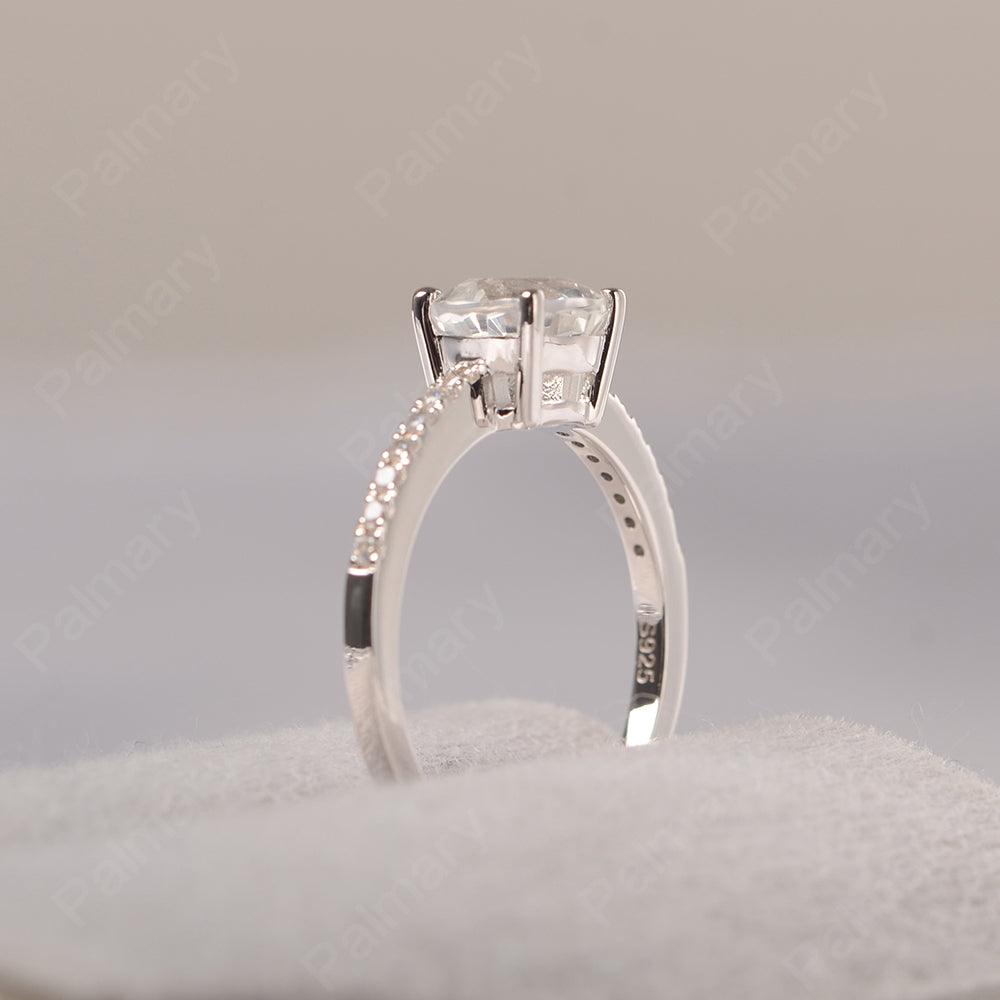 Round Cut White Topaz Wedding Ring Silver - Palmary