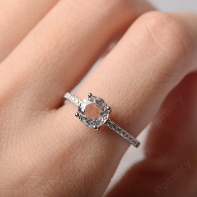 Round Cut White Topaz Wedding Ring Silver - Palmary