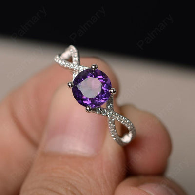 Twisted Band Amethyst Wedding Rings - Palmary