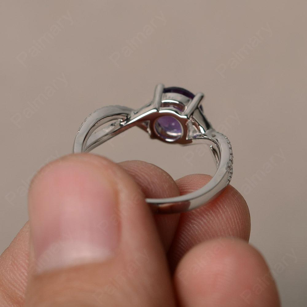 Twisted Band Amethyst Wedding Rings - Palmary