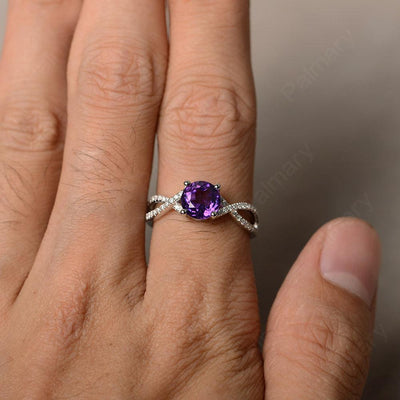 Twisted Band Amethyst Wedding Rings - Palmary