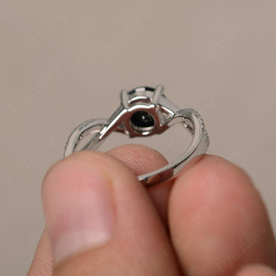 Twisted Band Black Spinel Wedding Rings - Palmary