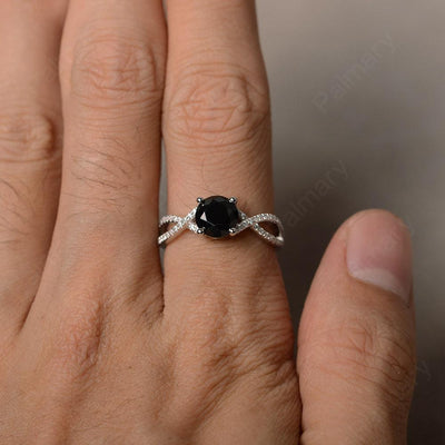 Twisted Band Black Spinel Wedding Rings - Palmary