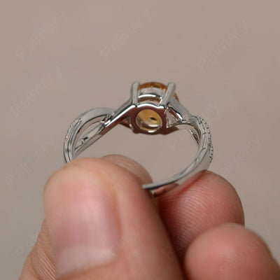 Twisted Band Citrine Wedding Rings - Palmary