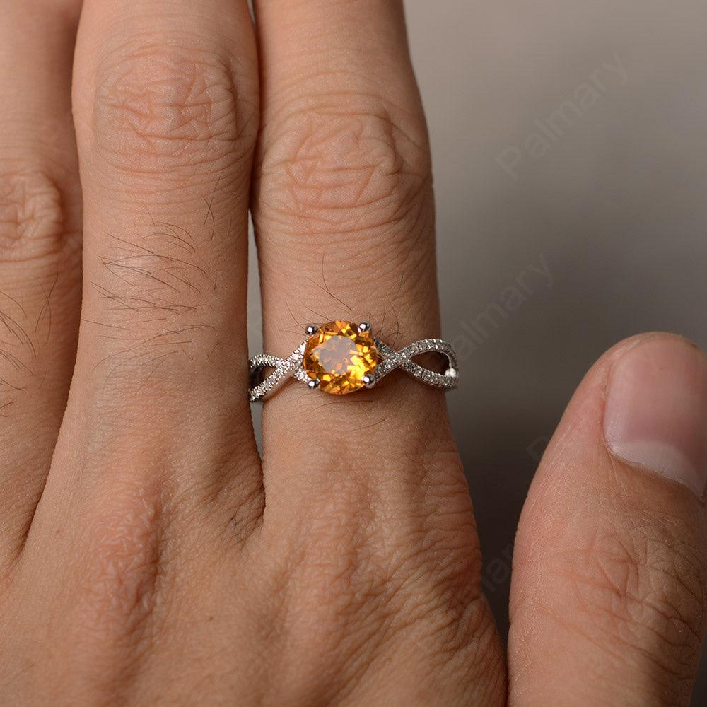 Twisted Band Citrine Wedding Rings - Palmary