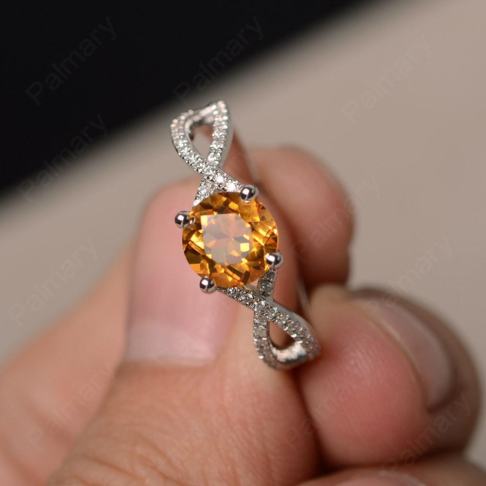 Twisted Band Citrine Wedding Rings - Palmary