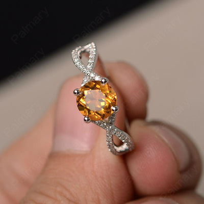 Twisted Band Citrine Wedding Rings - Palmary