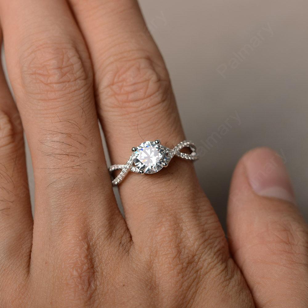 Twisted Band Cubic Zirconia Wedding Rings - Palmary