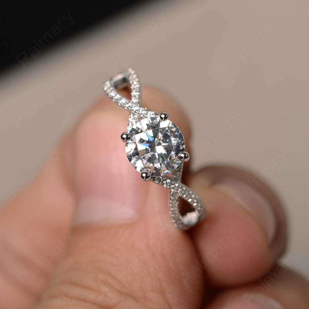 Twisted Band Cubic Zirconia Wedding Rings - Palmary