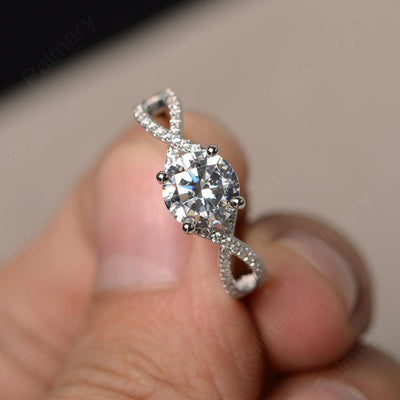 Twisted Band Cubic Zirconia Wedding Rings - Palmary
