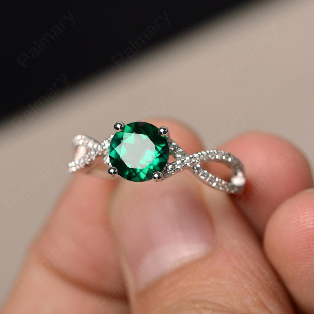 Twisted Band Emerald Wedding Rings - Palmary