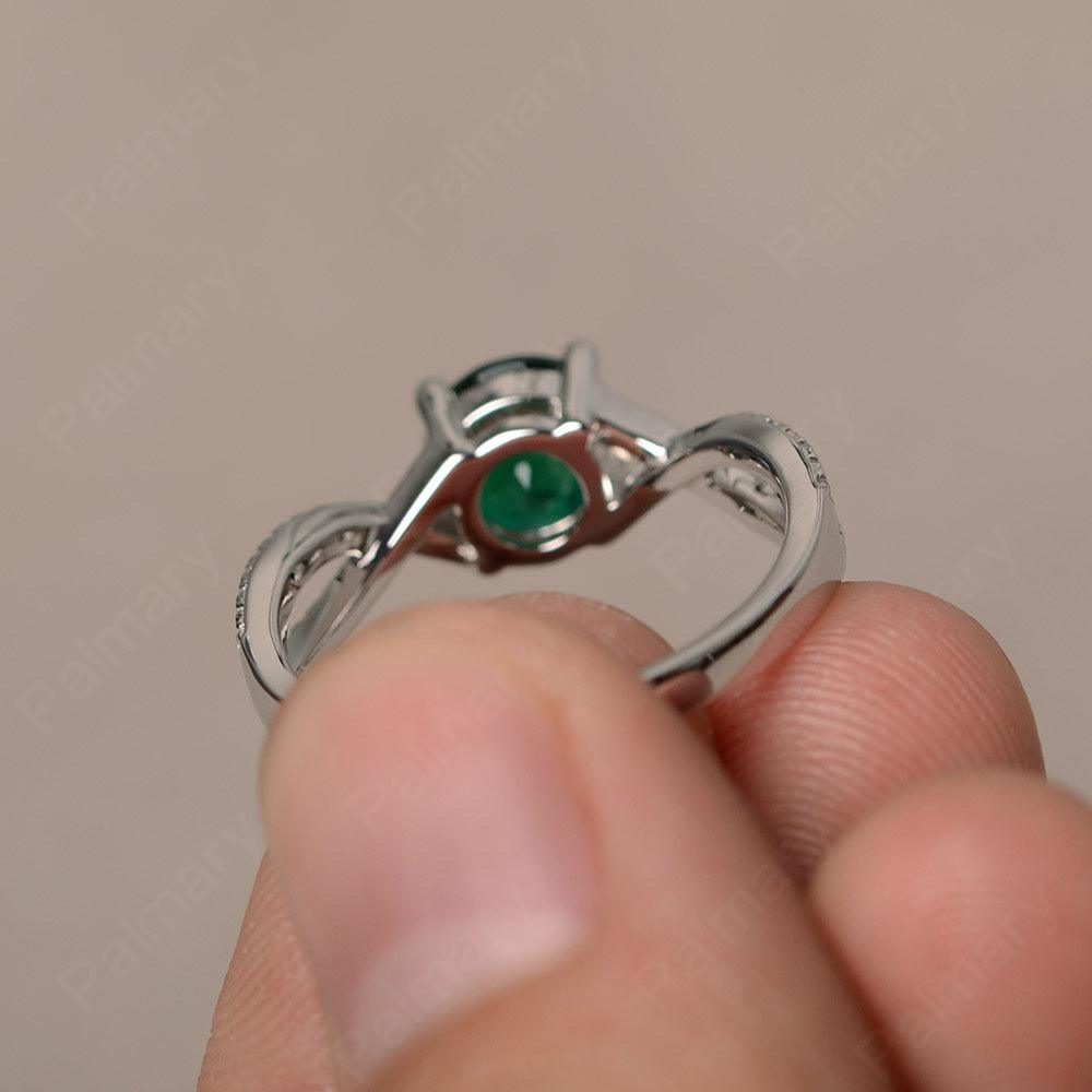 Twisted Band Emerald Wedding Rings - Palmary