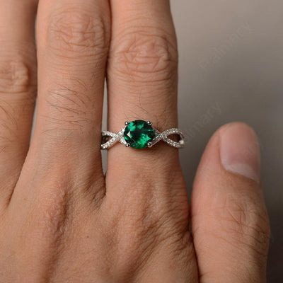 Twisted Band Emerald Wedding Rings - Palmary