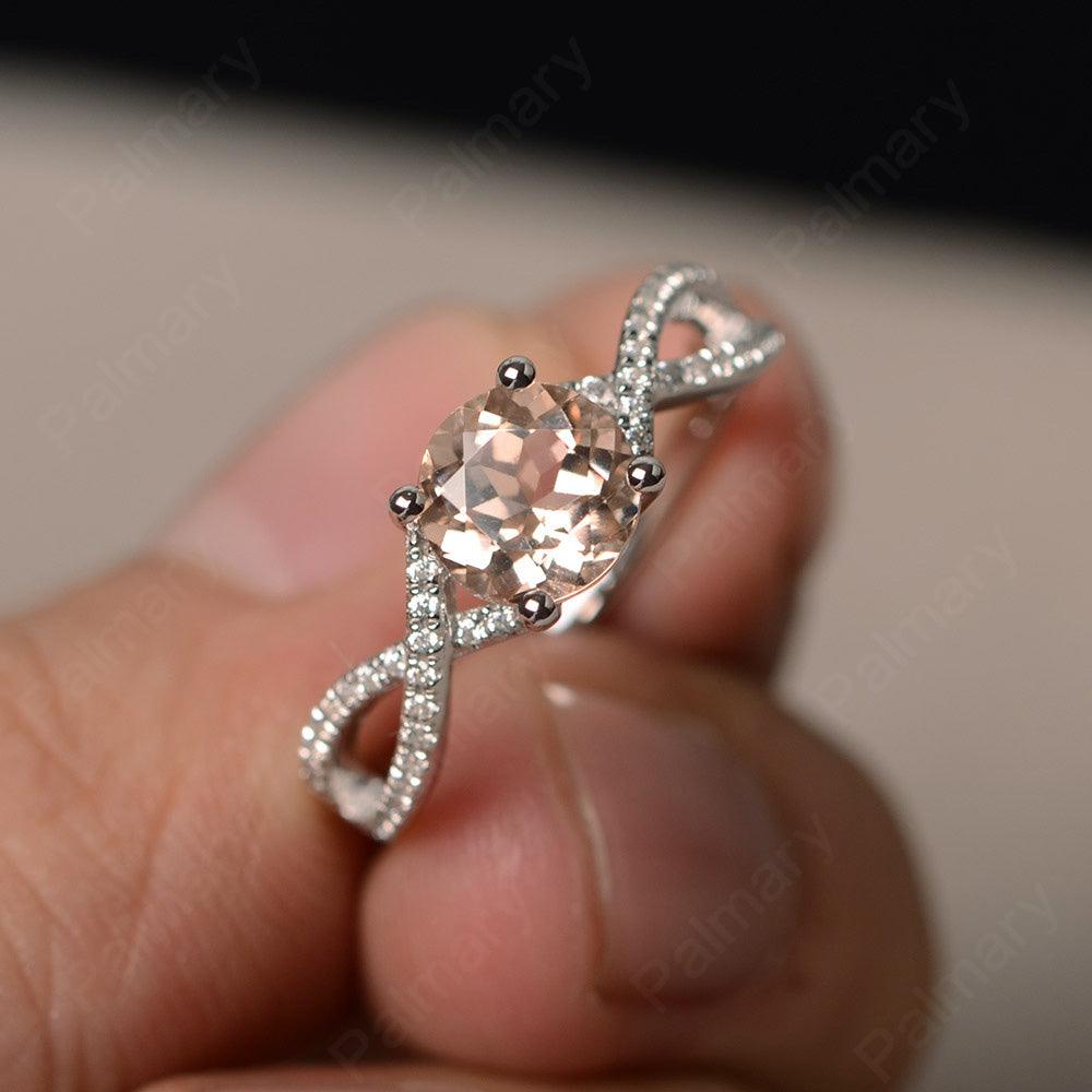 Twisted Band Morganite Wedding Rings - Palmary