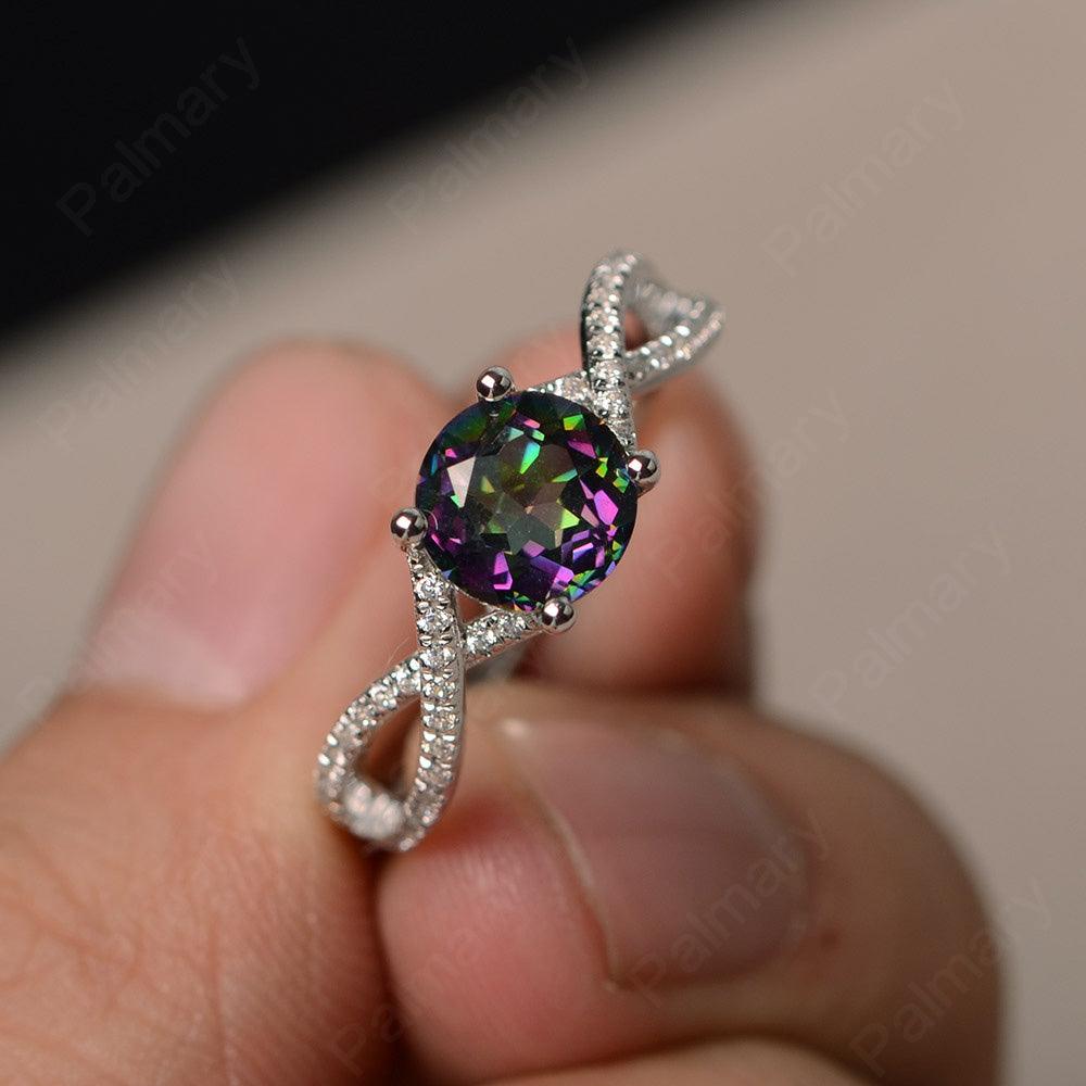 Twisted Band Mystic Topaz Wedding Rings - Palmary