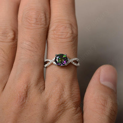 Twisted Band Mystic Topaz Wedding Rings - Palmary