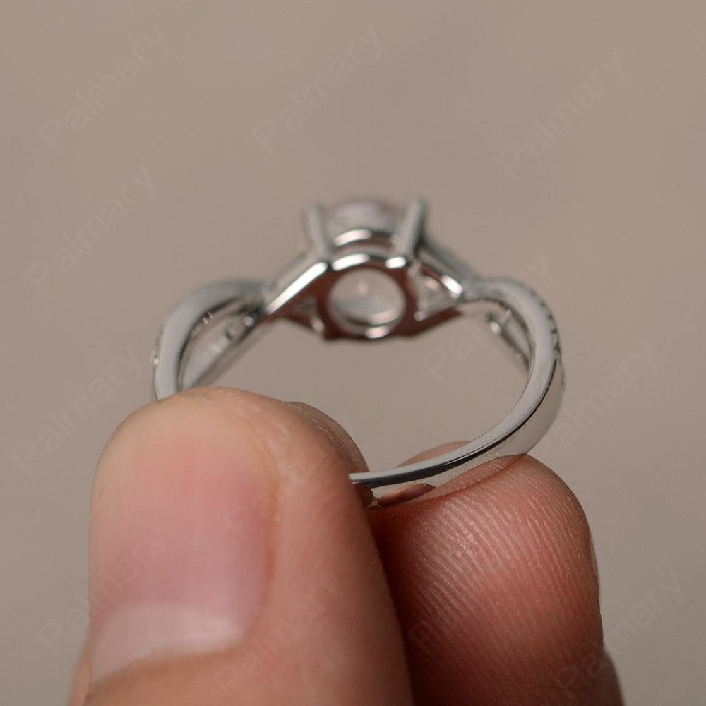 Twisted Band Rose Quartz Wedding Rings - Palmary