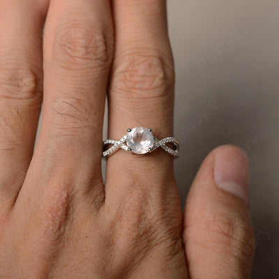 Twisted Band Rose Quartz Wedding Rings - Palmary