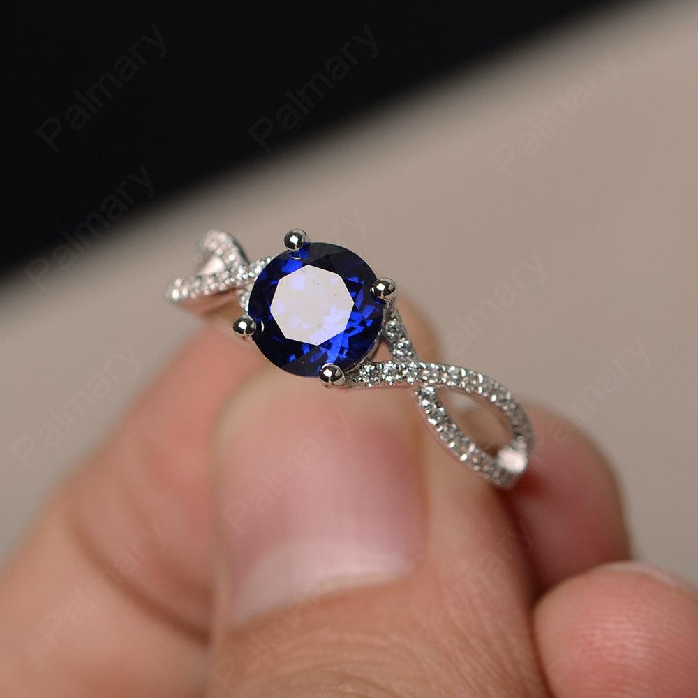 Twisted Band Sapphire Wedding Rings - Palmary