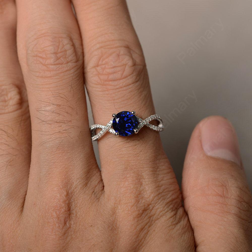 Twisted Band Sapphire Wedding Rings - Palmary