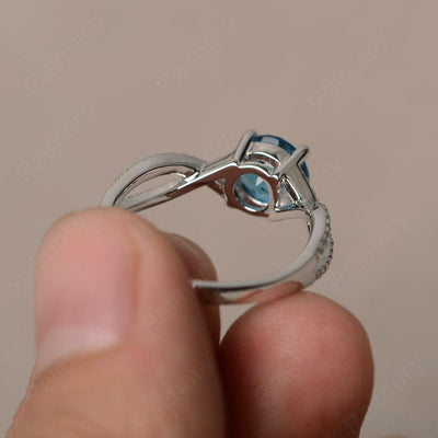 Twisted Band Swiss Blue Topaz Wedding Rings - Palmary