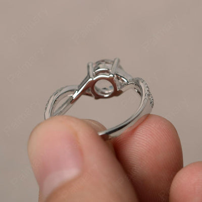 Twisted Band White Topaz Wedding Rings - Palmary