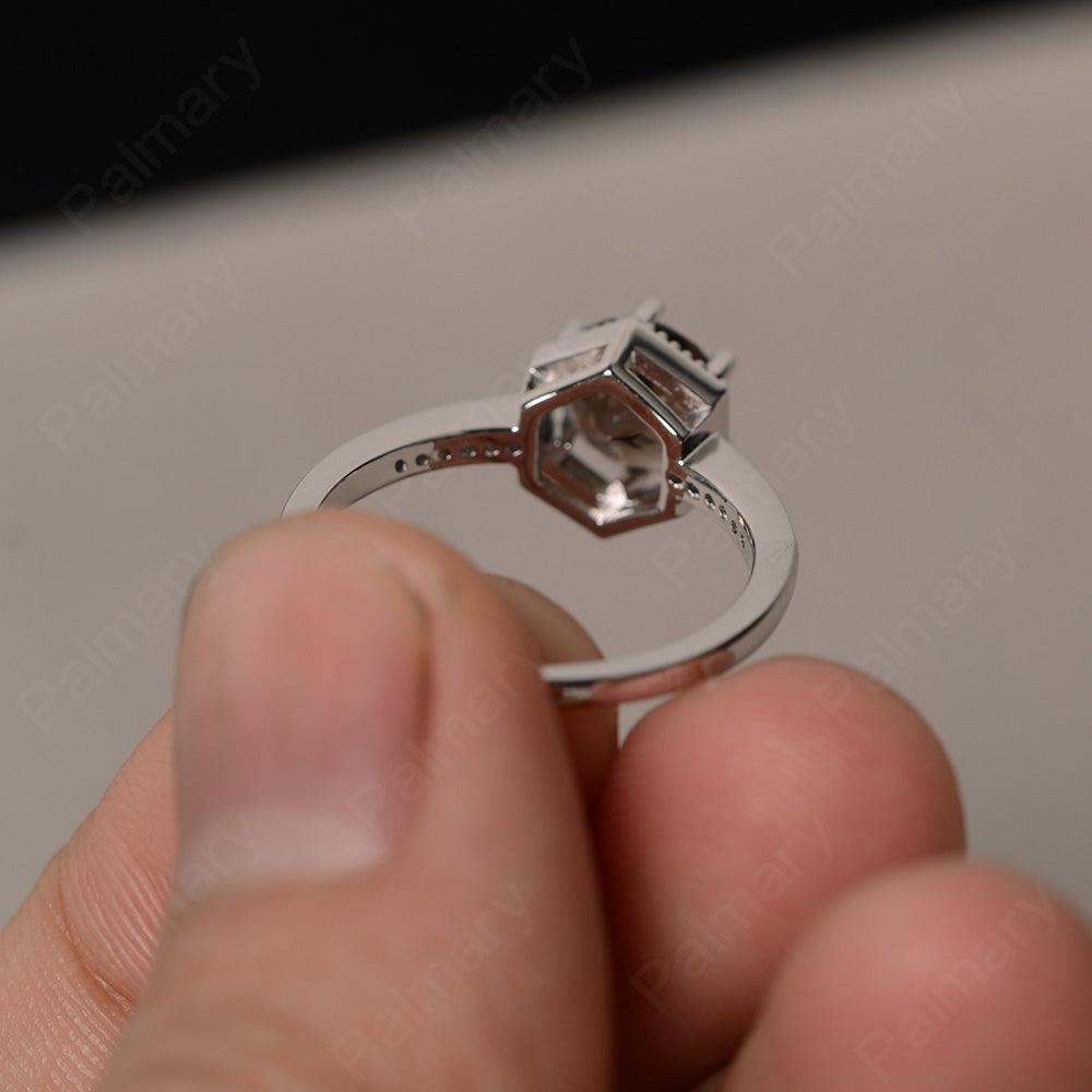 Hexagon Round Cut Smoky Quartz  Promise Rings - Palmary