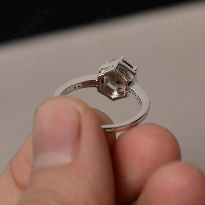Hexagon Round Cut Smoky Quartz  Promise Rings - Palmary