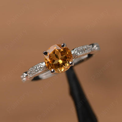 Round Cut Citrine Wedding Rings - Palmary