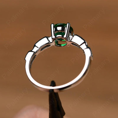 Round Cut Emerald Wedding Rings - Palmary