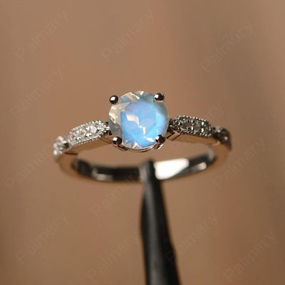Round Cut Moonstone Wedding Rings - Palmary
