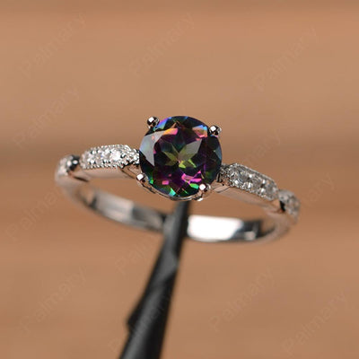 Round Cut Mystic Topaz Wedding Rings - Palmary