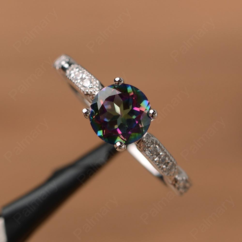 Round Cut Mystic Topaz Wedding Rings - Palmary