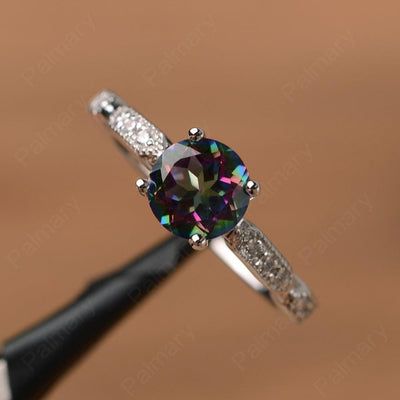 Round Cut Mystic Topaz Wedding Rings - Palmary