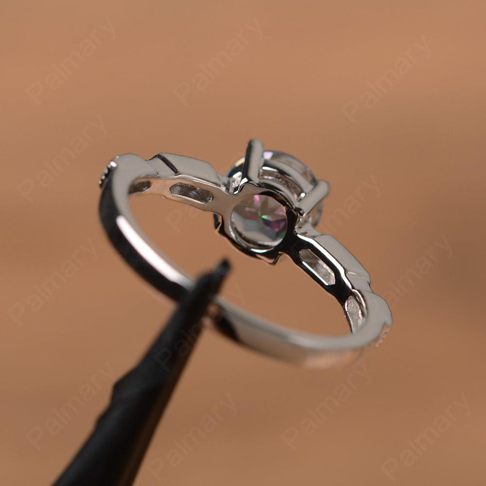 Round Cut Mystic Topaz Wedding Rings - Palmary