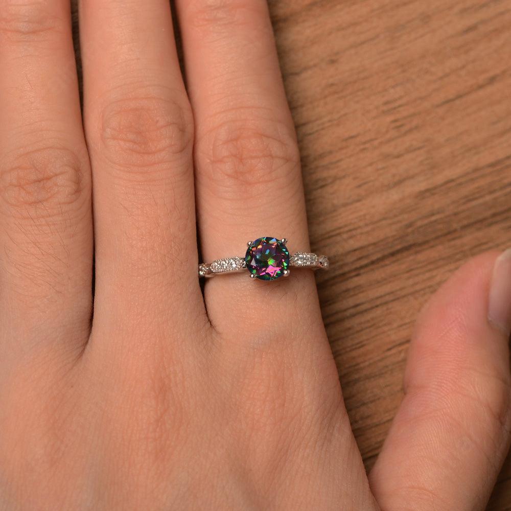 Round Cut Mystic Topaz Wedding Rings - Palmary