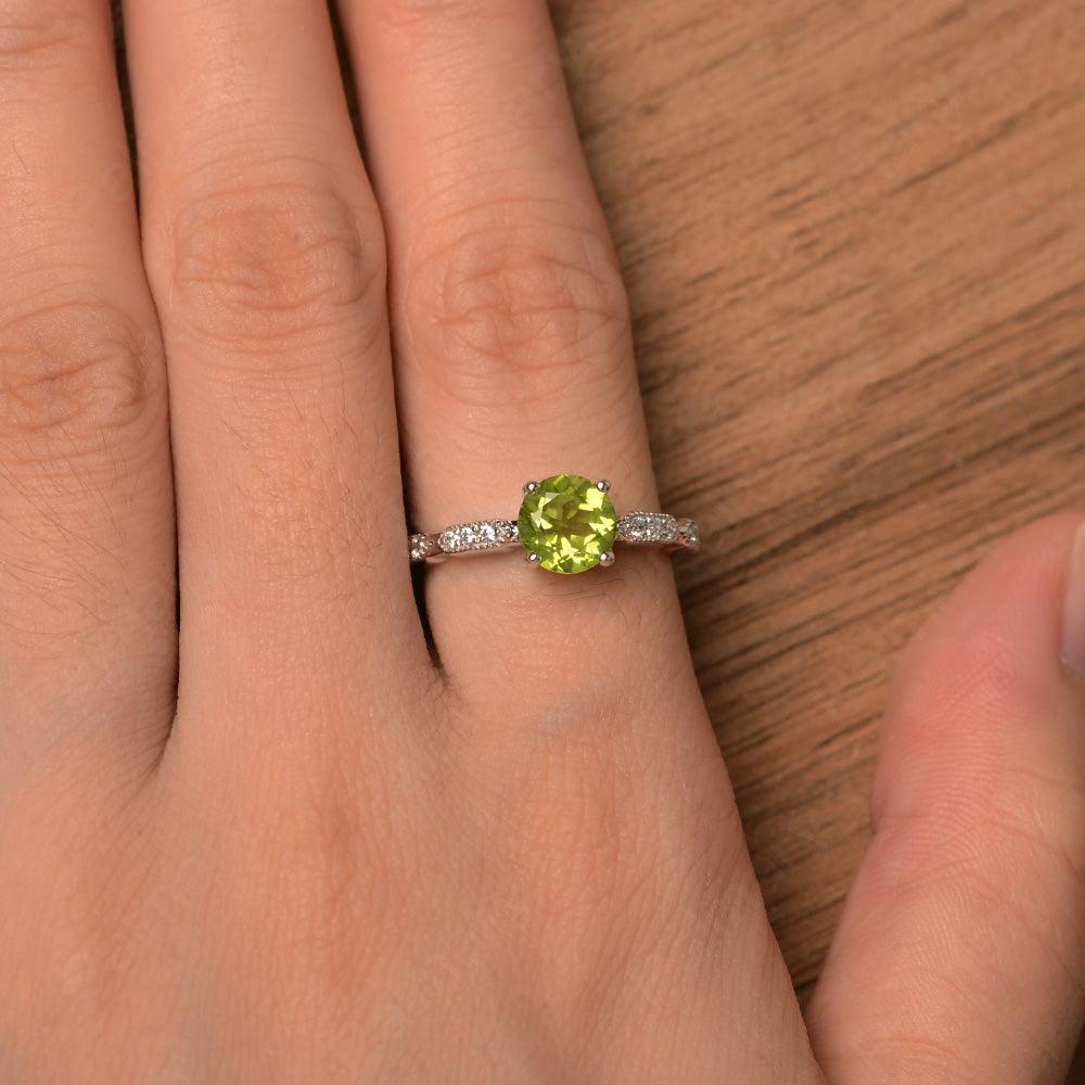 Round Cut Peridot Wedding Rings - Palmary