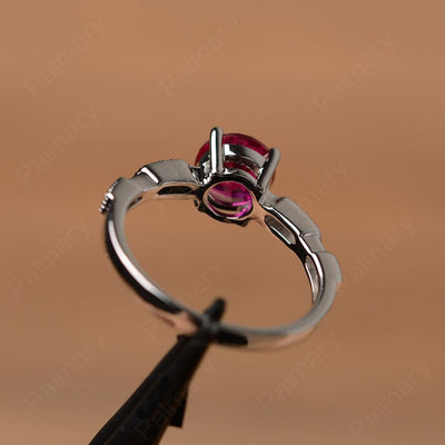 Round Cut Ruby Wedding Rings - Palmary