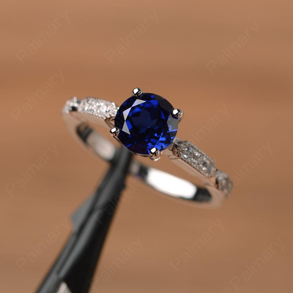 Round Cut Sapphire Wedding Rings - Palmary
