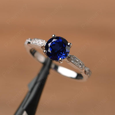 Round Cut Sapphire Wedding Rings - Palmary