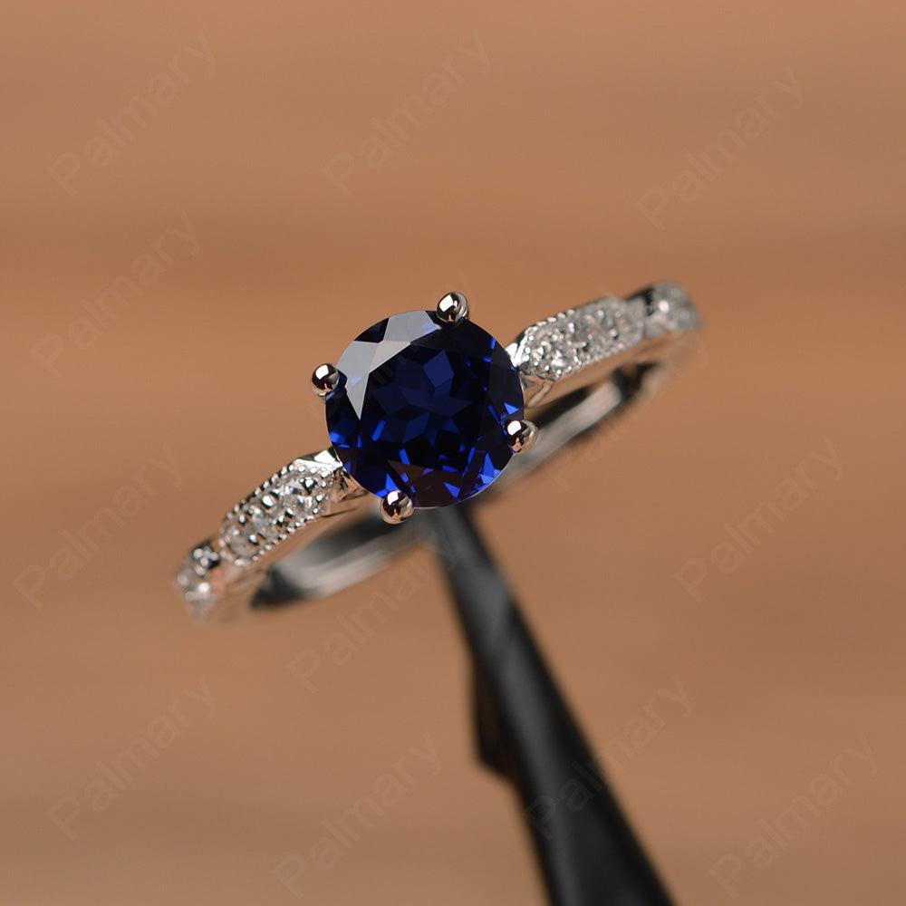 Round Cut Sapphire Wedding Rings - Palmary