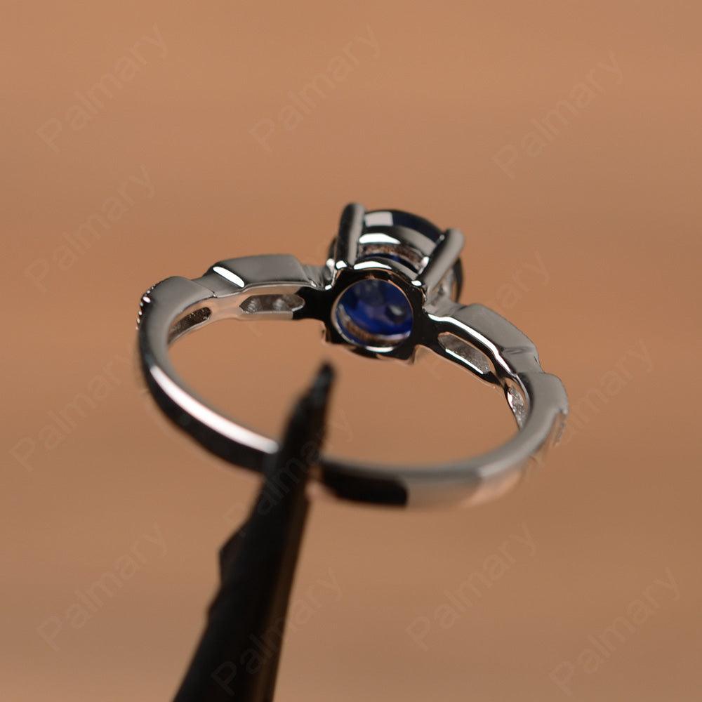 Round Cut Sapphire Wedding Rings - Palmary