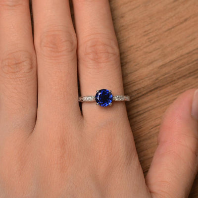 Round Cut Sapphire Wedding Rings - Palmary