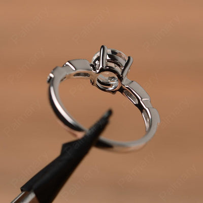 Round Cut White Topaz Wedding Rings - Palmary