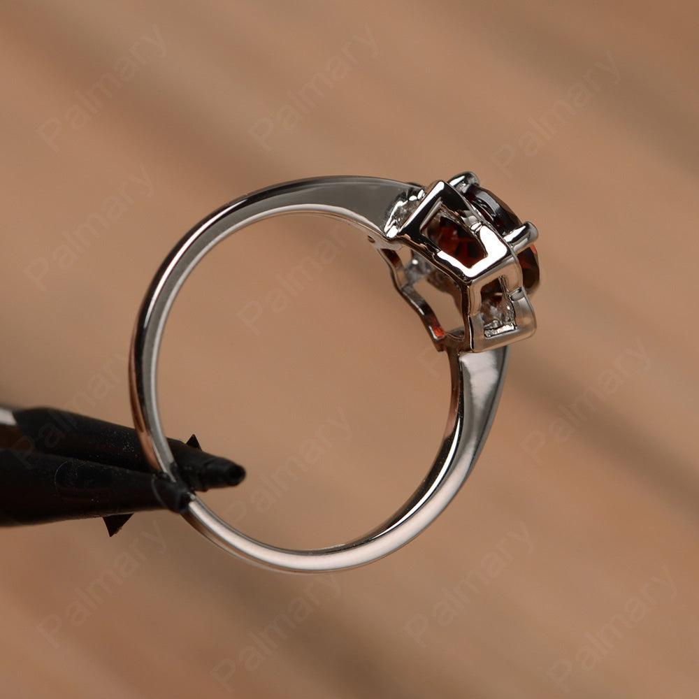 Round Cut Flower Garnet Engagement Rings - Palmary