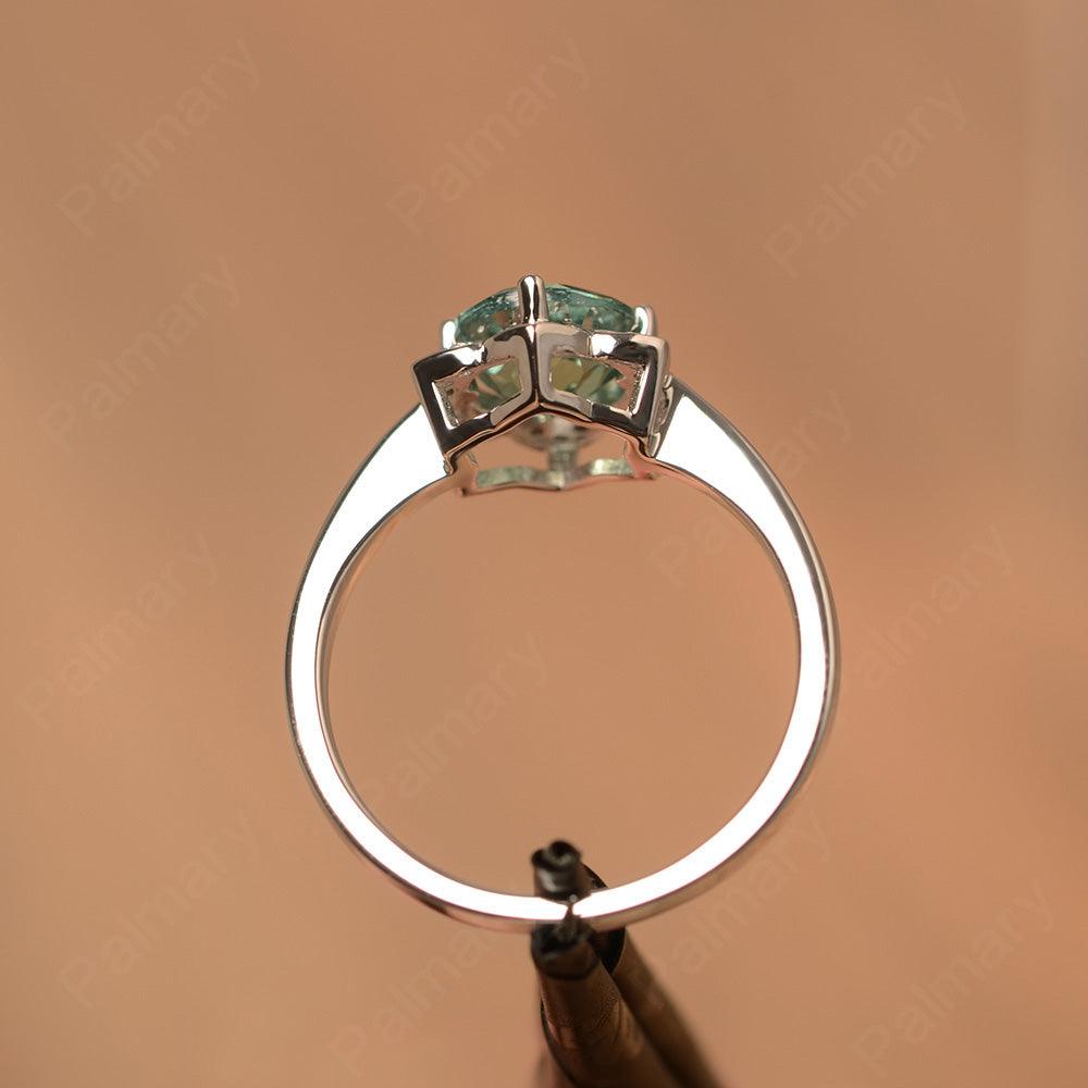 Round Cut Flower Green Sapphire Engagement Rings - Palmary